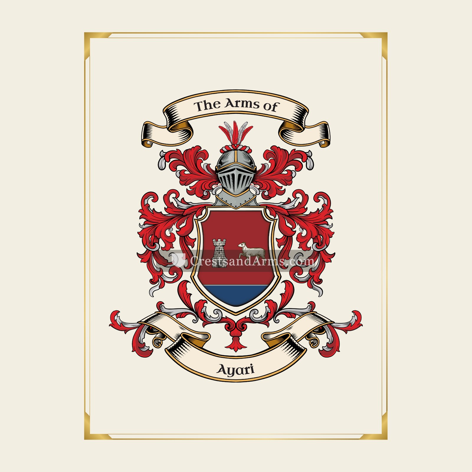 With gold border