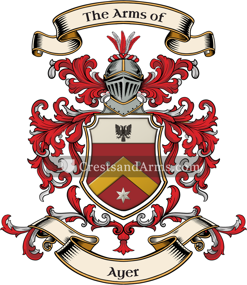 The Ayer coat of arms, drawn from the recorded blazon