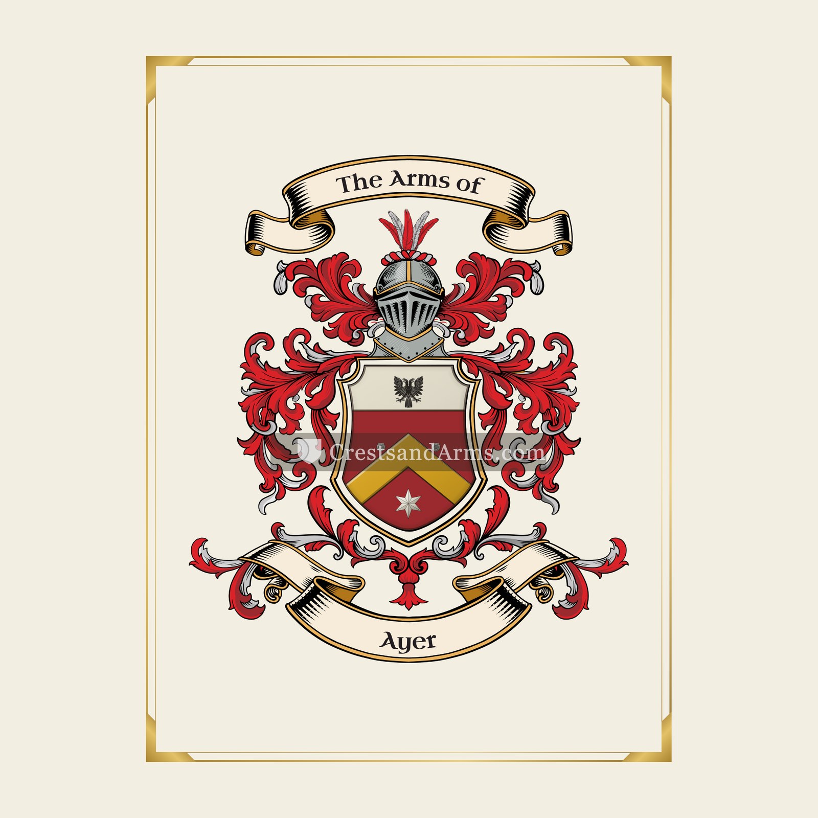 With gold border