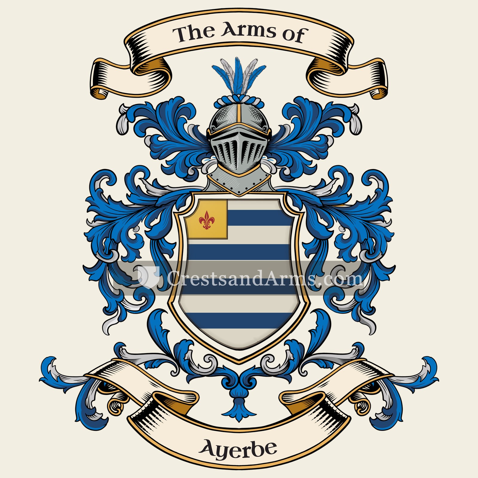 The Ayerbe coat of arms, drawn from the recorded blazon