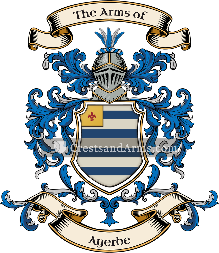 The Ayerbe coat of arms, drawn from the recorded blazon