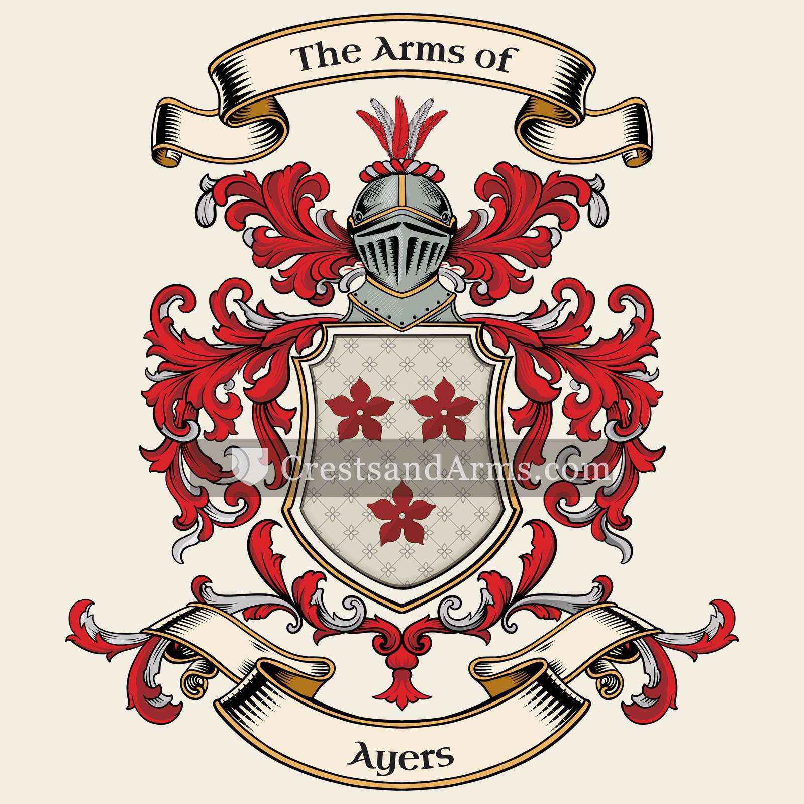 The Ayers coat of arms, drawn from the recorded blazon