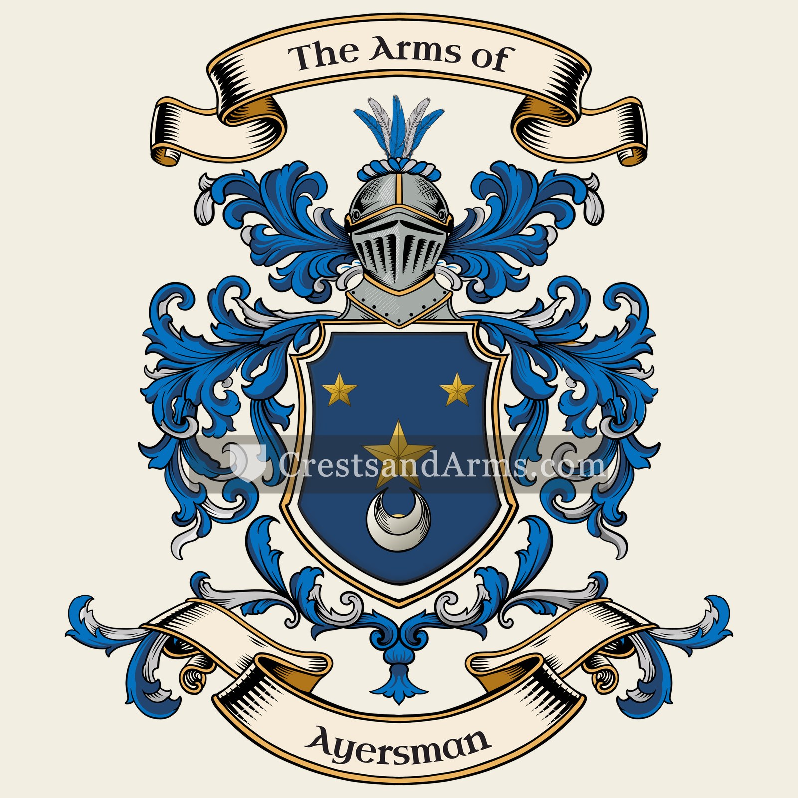 The Ayersman coat of arms, drawn from the recorded blazon