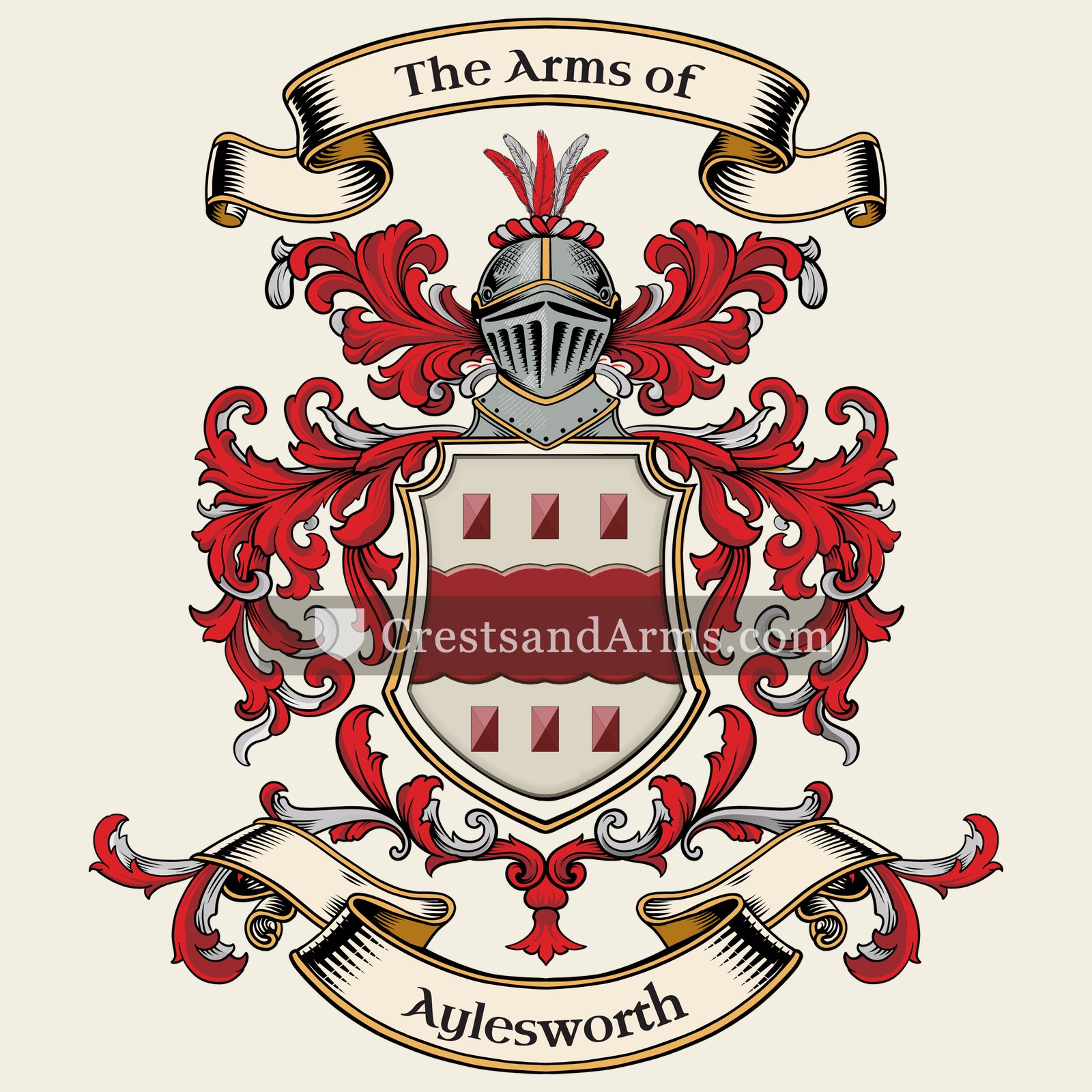 The Aylesworth coat of arms, drawn from the recorded blazon