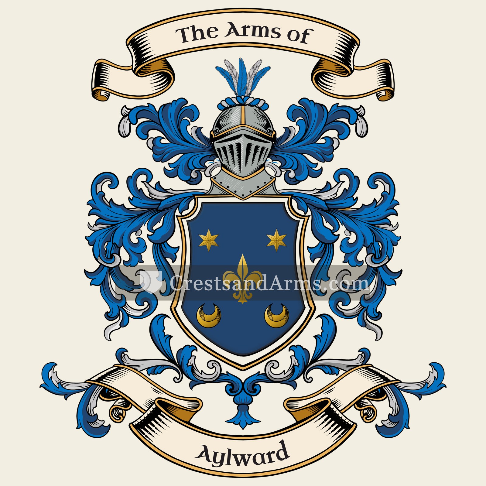 The Aylward coat of arms, drawn from the recorded blazon