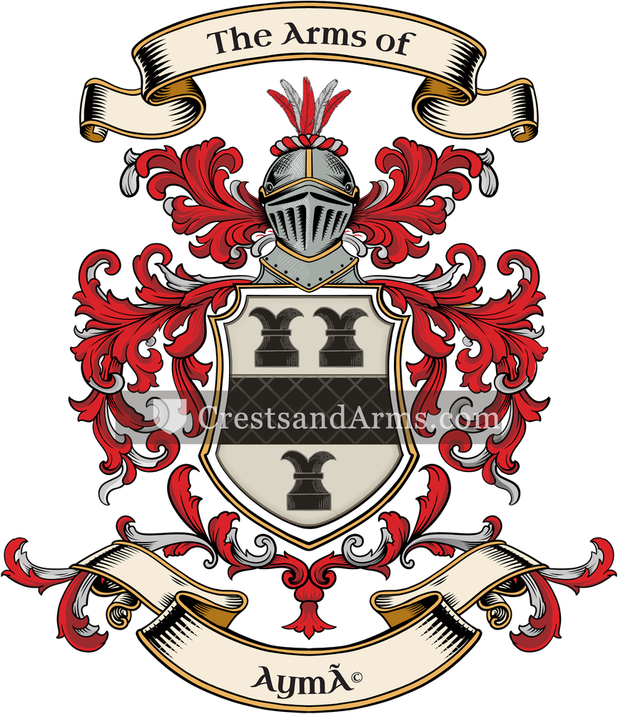 The Aymé coat of arms, drawn from the recorded blazon