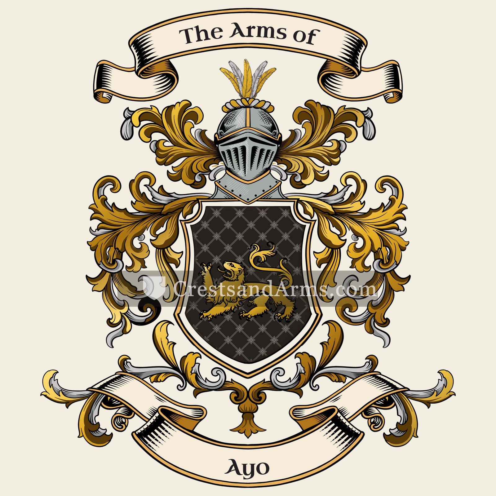 The Ayo coat of arms, drawn from the recorded blazon