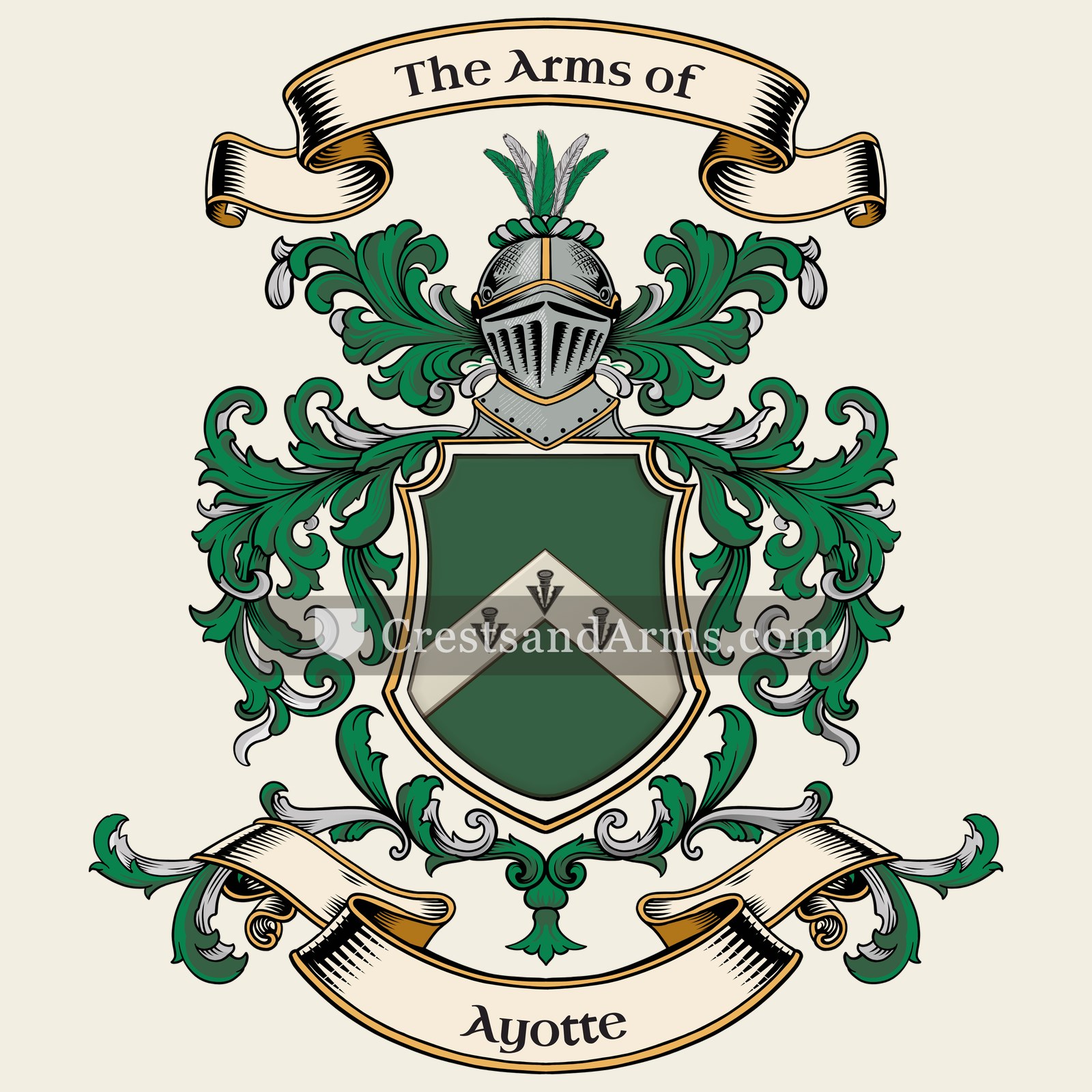 The Ayotte coat of arms, drawn from the recorded blazon