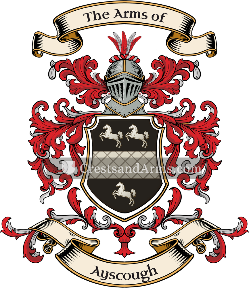 The Ayscough coat of arms, drawn from the recorded blazon