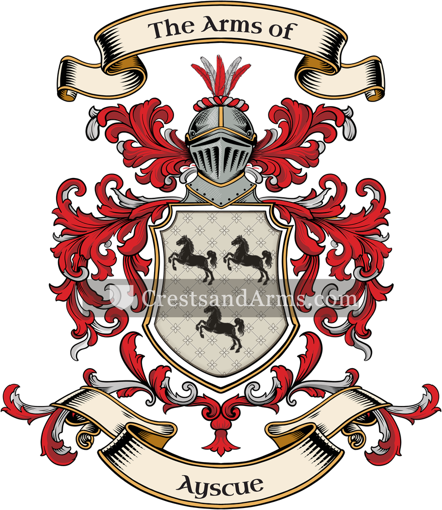 The Ayscue coat of arms, drawn from the recorded blazon