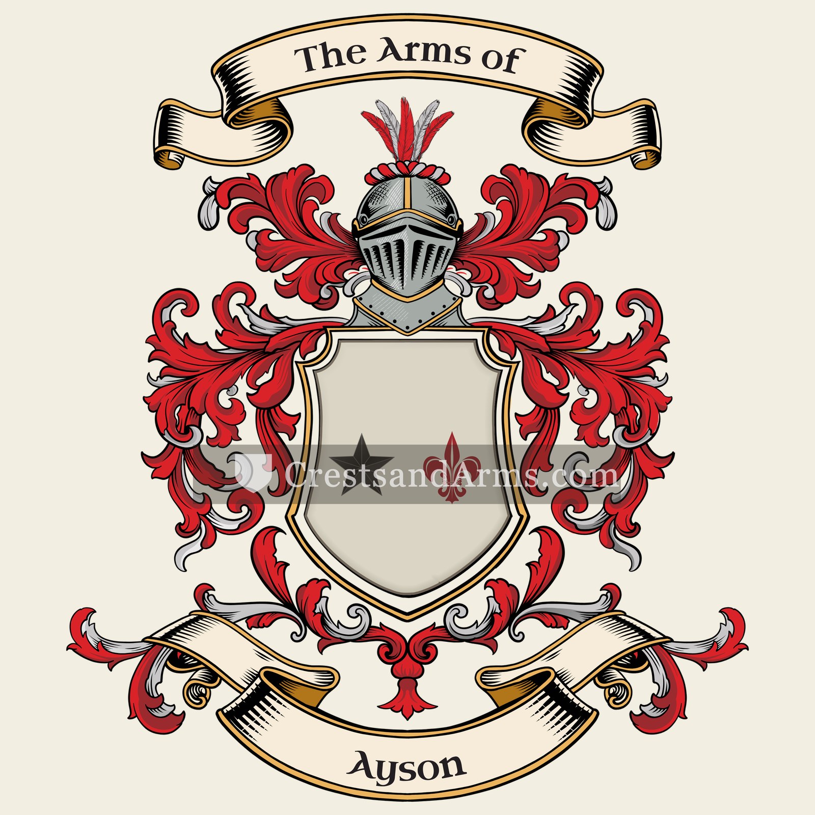 The Ayson coat of arms, drawn from the recorded blazon