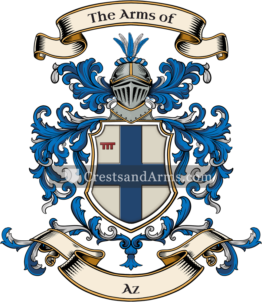 The Az coat of arms, drawn from the recorded blazon
