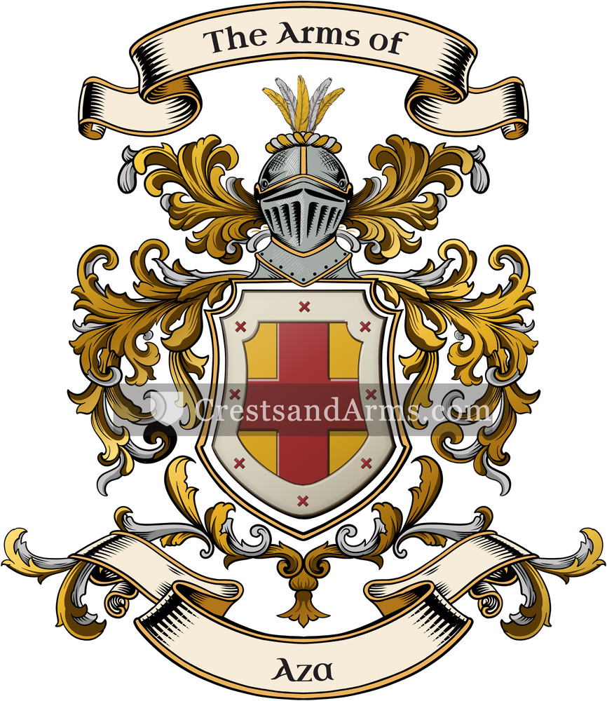The Aza coat of arms, drawn from the recorded blazon