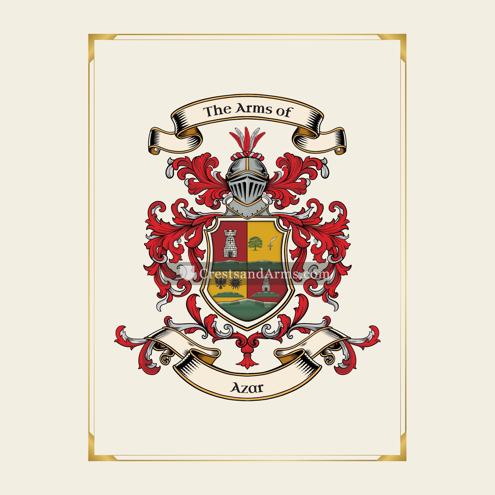 With gold border