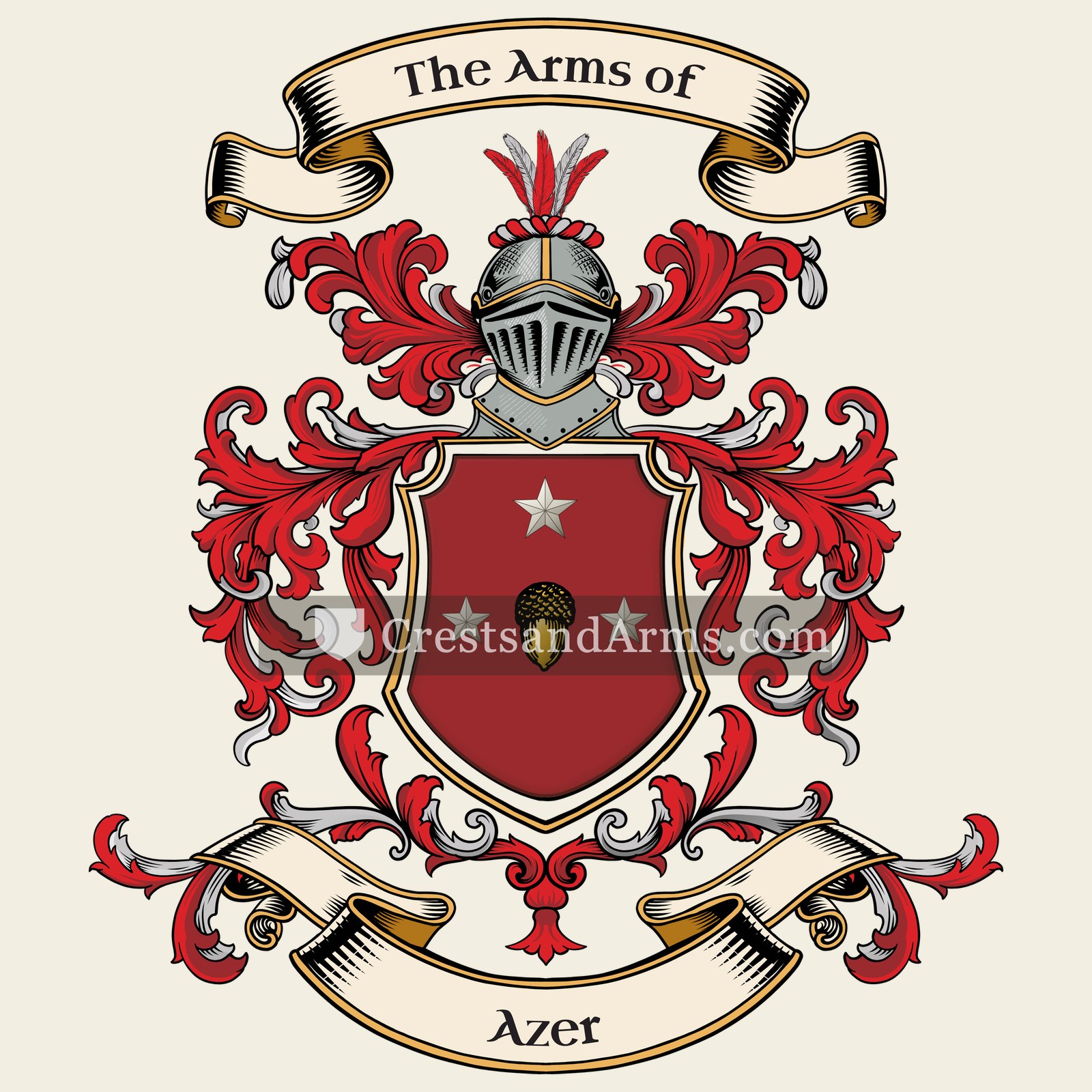 The Azer coat of arms, drawn from the recorded blazon