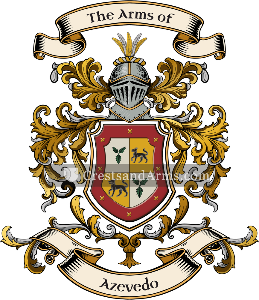 The Azevedo coat of arms, drawn from the recorded blazon