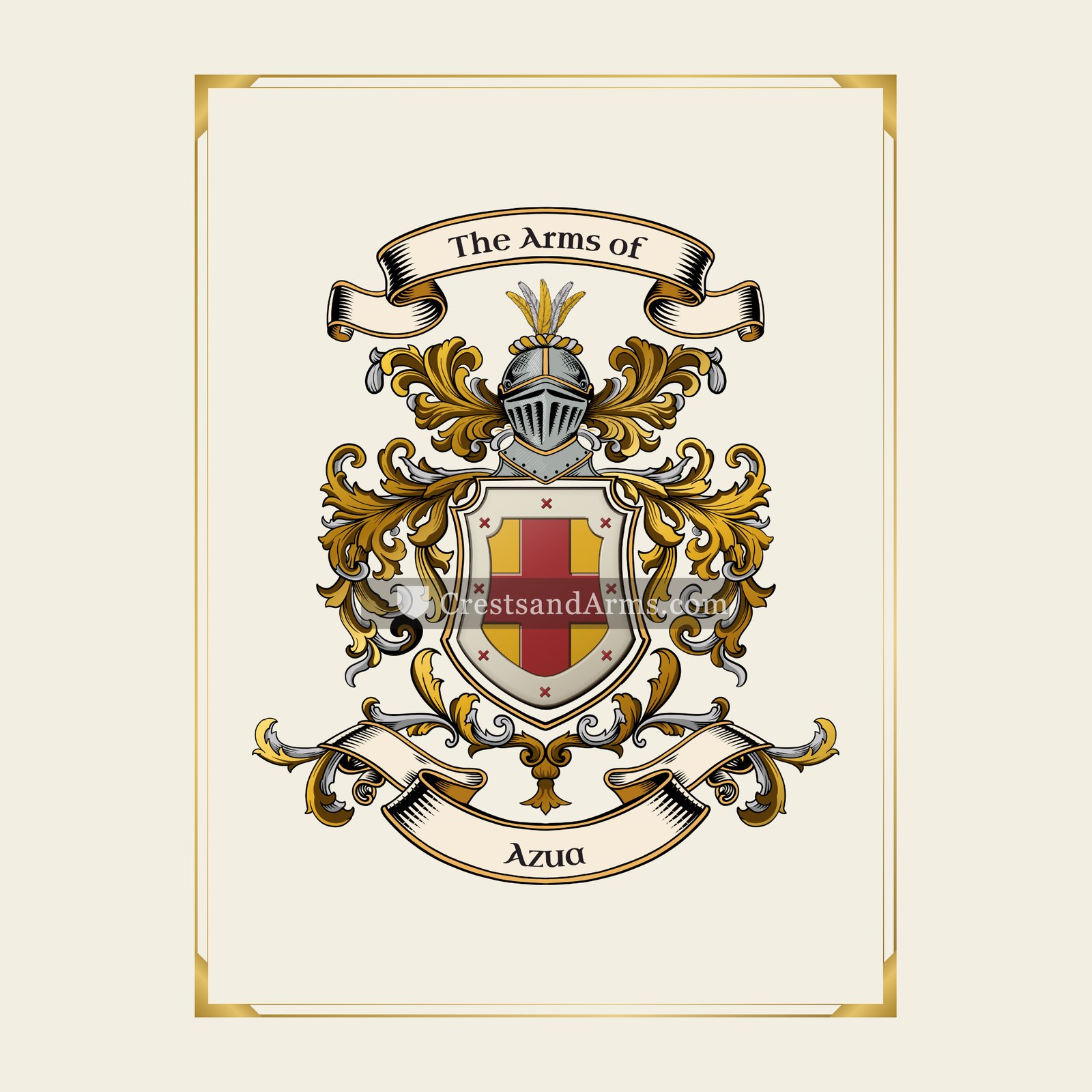 With gold border
