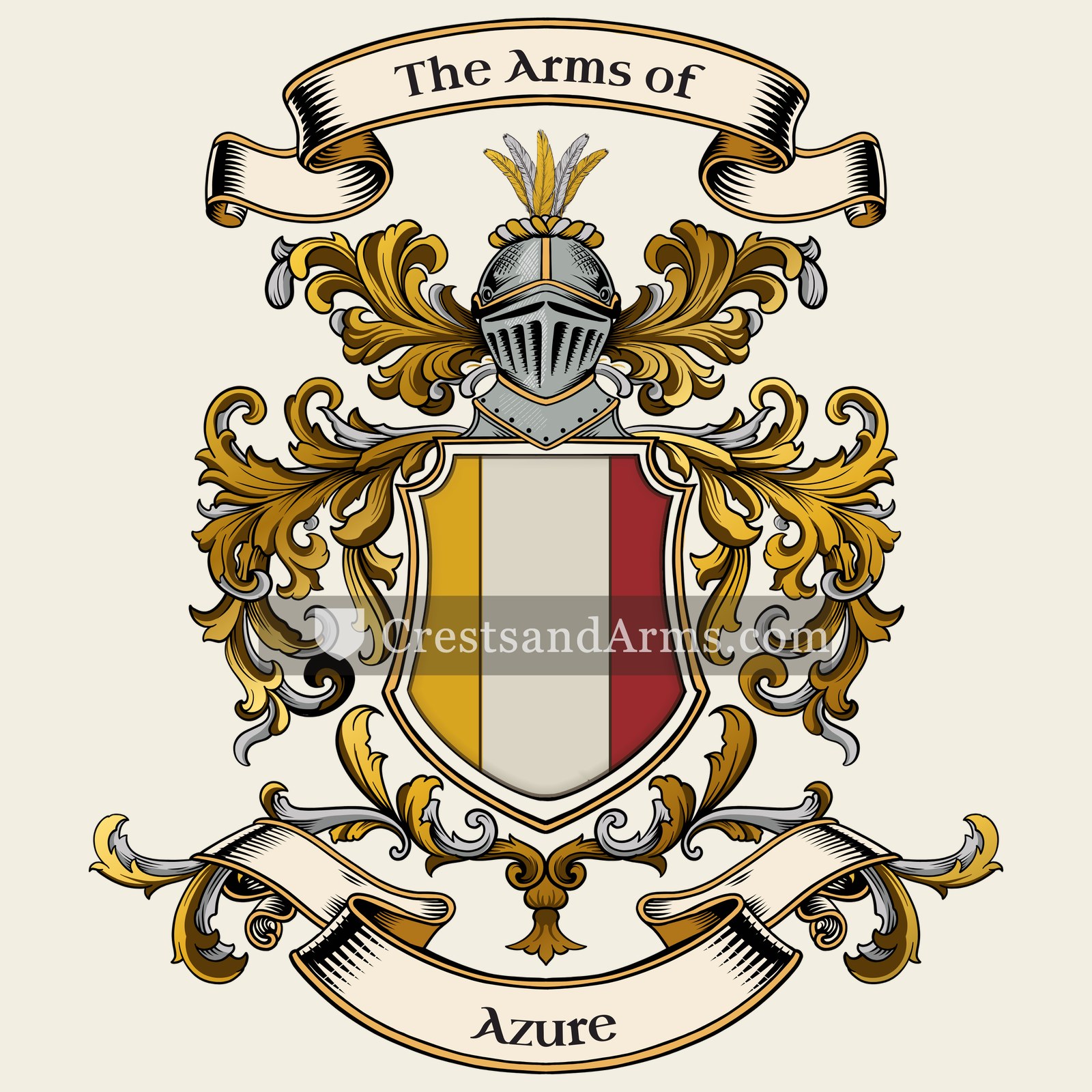 The Azure coat of arms, drawn from the recorded blazon