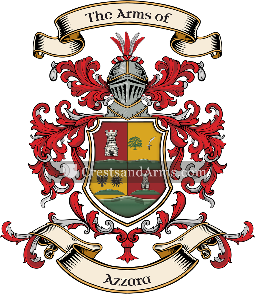 The Azzara coat of arms, drawn from the recorded blazon