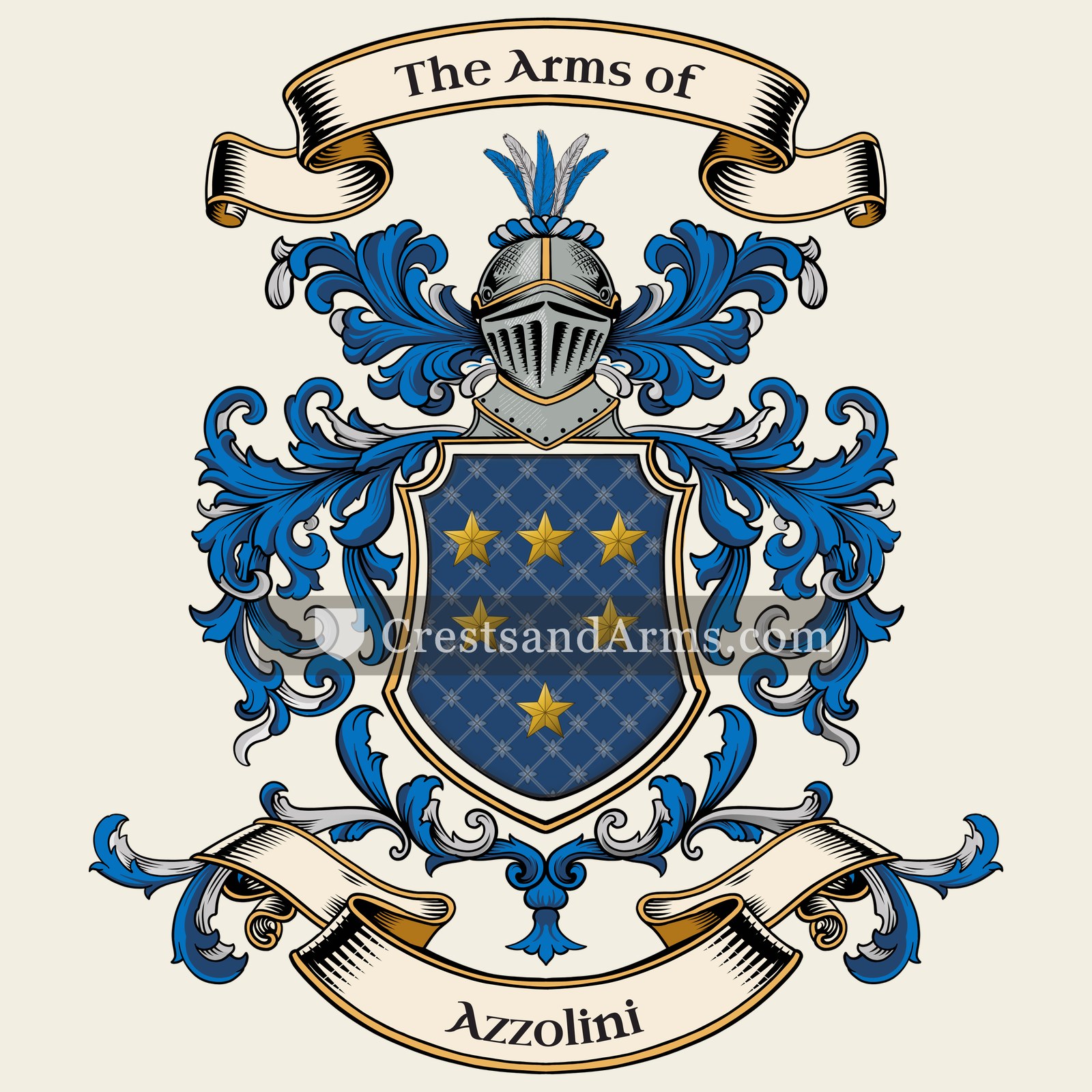 The Azzolini coat of arms, drawn from the recorded blazon