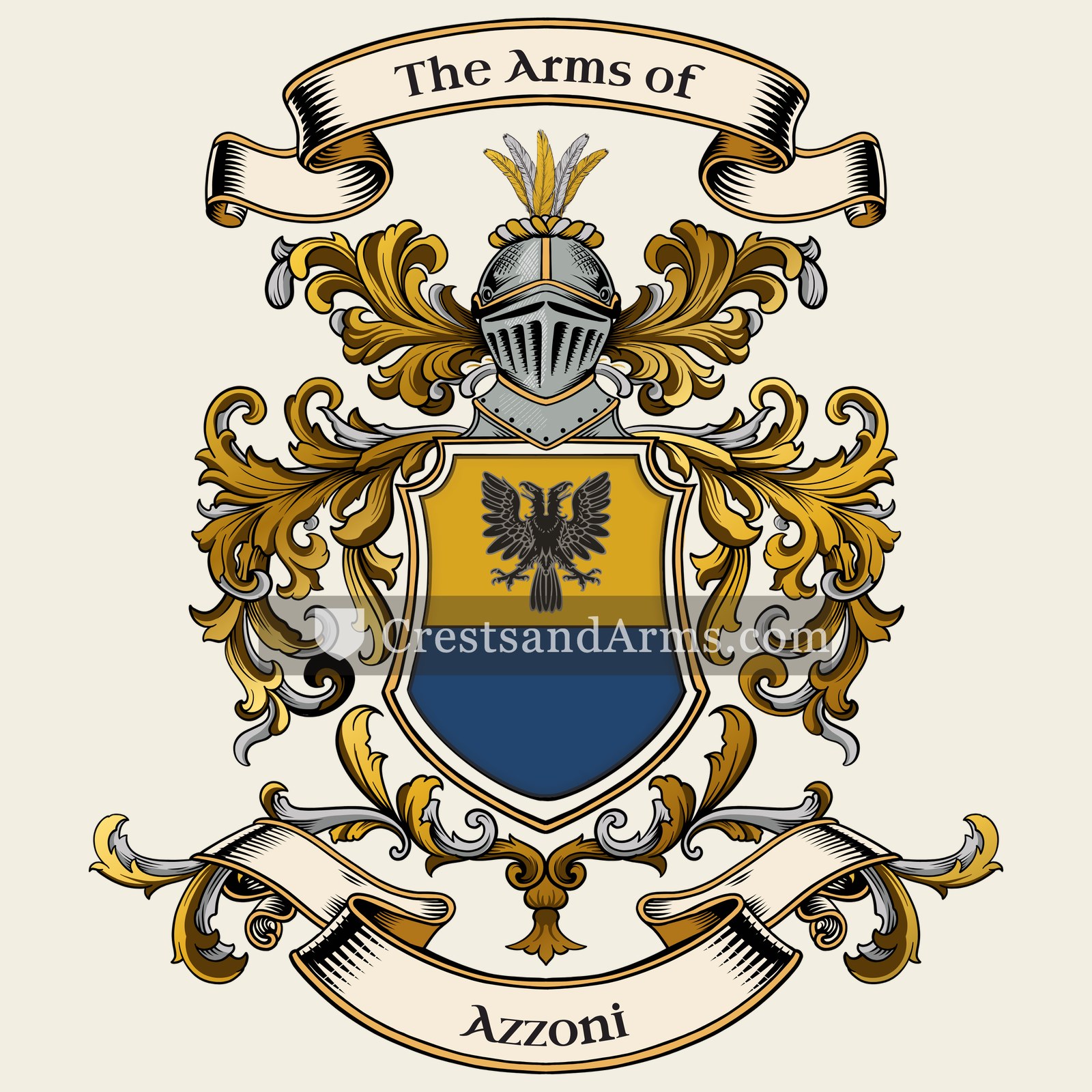 The Azzoni coat of arms, drawn from the recorded blazon