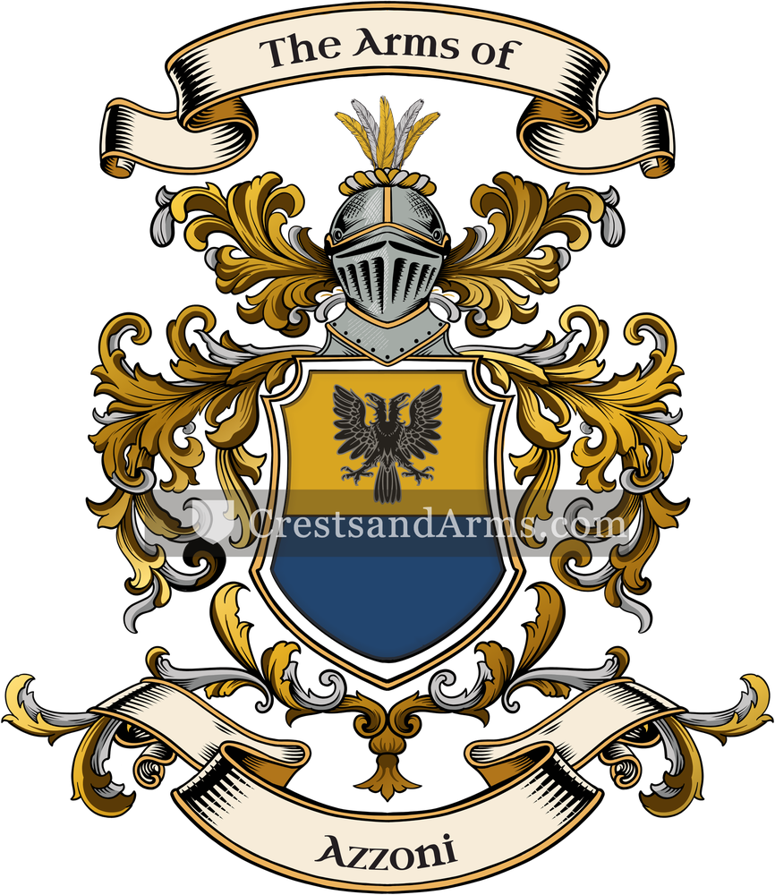The Azzoni coat of arms, drawn from the recorded blazon
