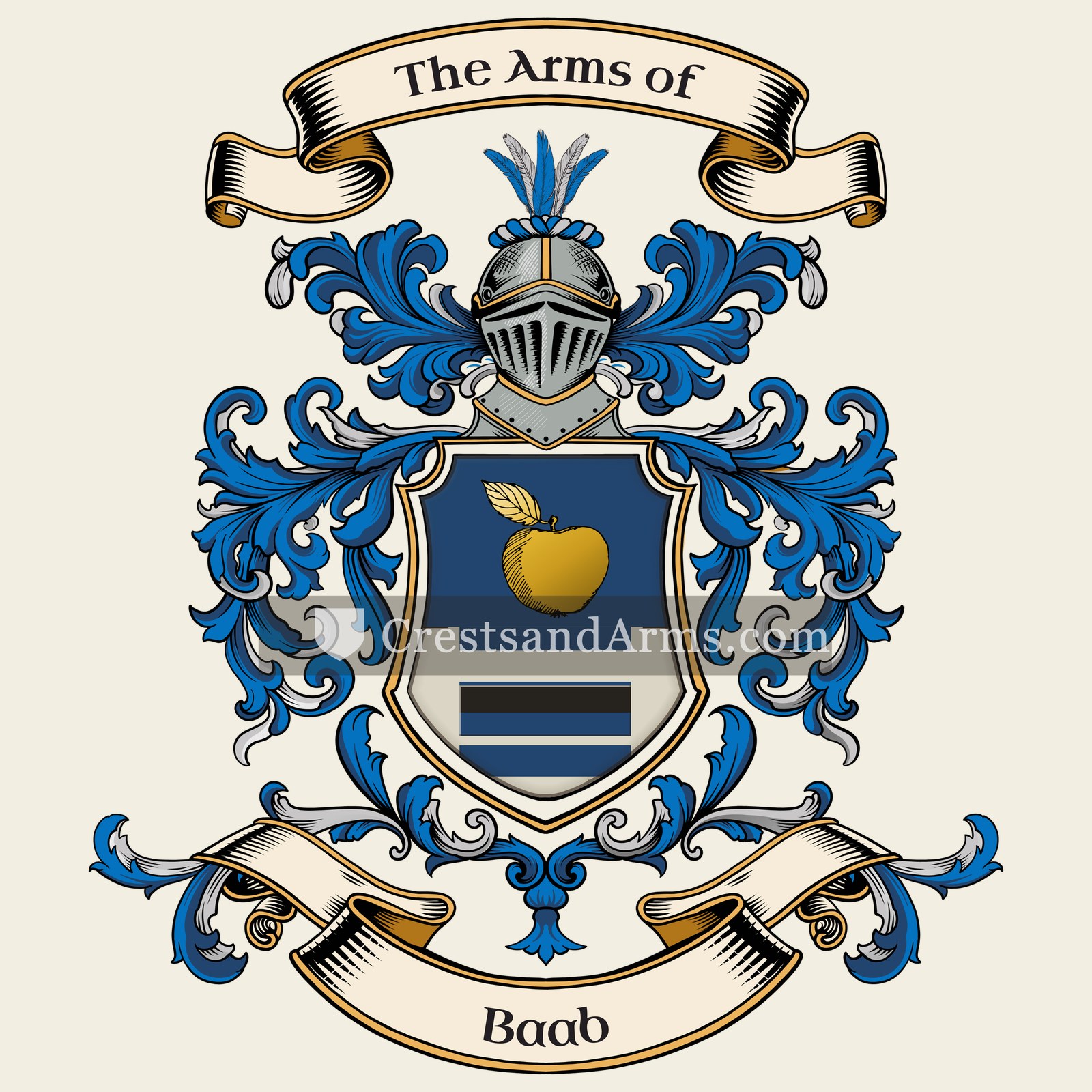 The Baab coat of arms, drawn from the recorded blazon