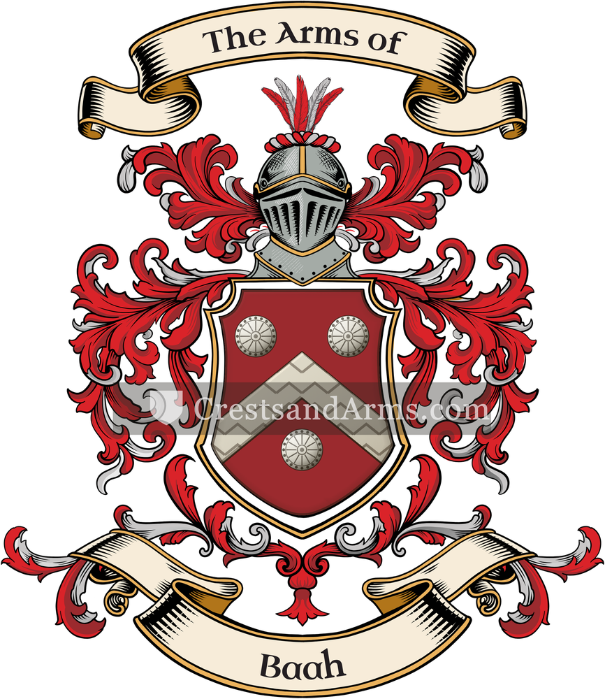 The Baah coat of arms, drawn from the recorded blazon