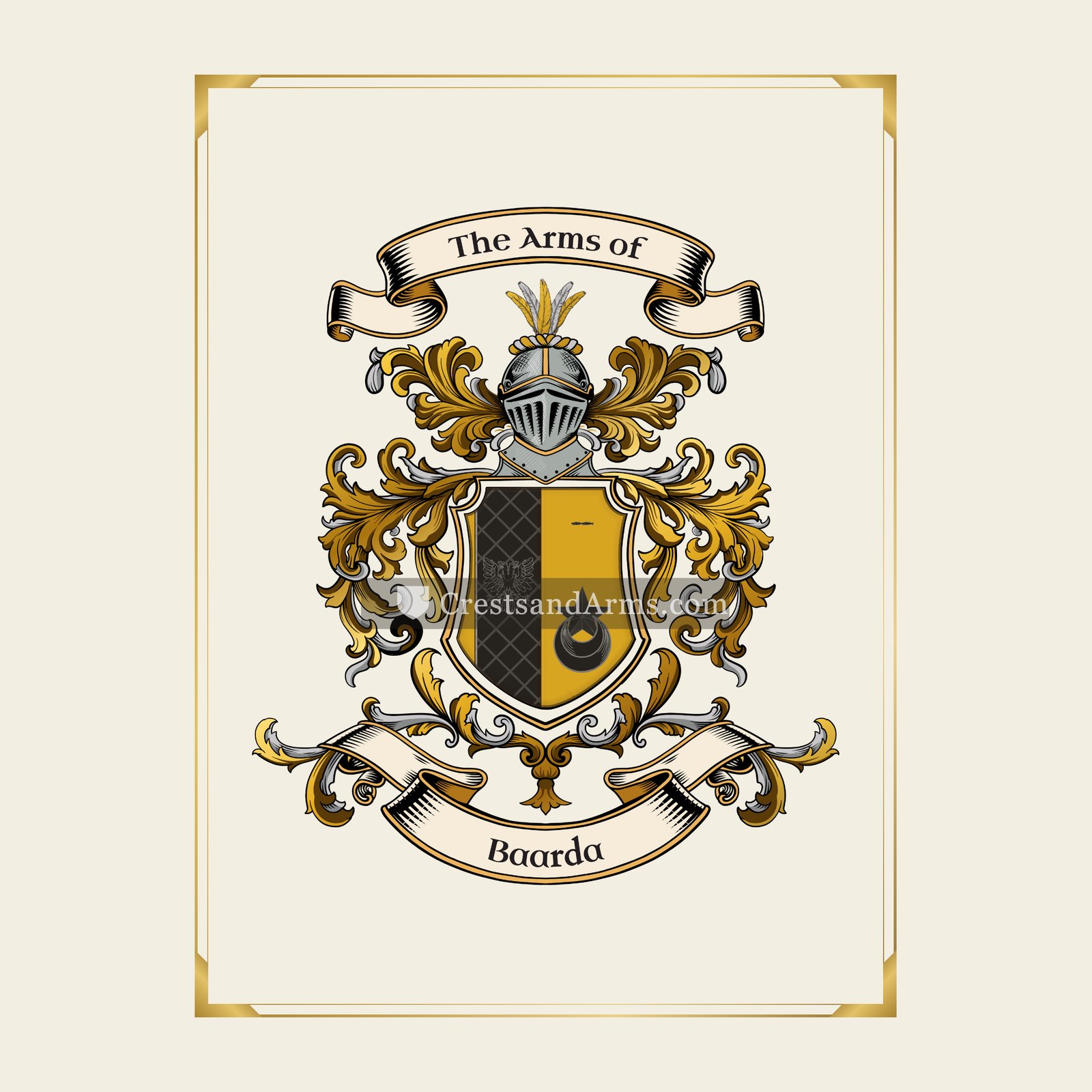 With gold border
