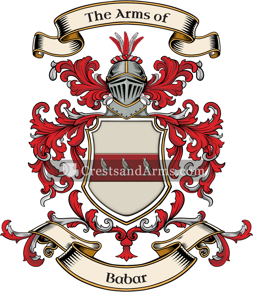 The Babar coat of arms, drawn from the recorded blazon