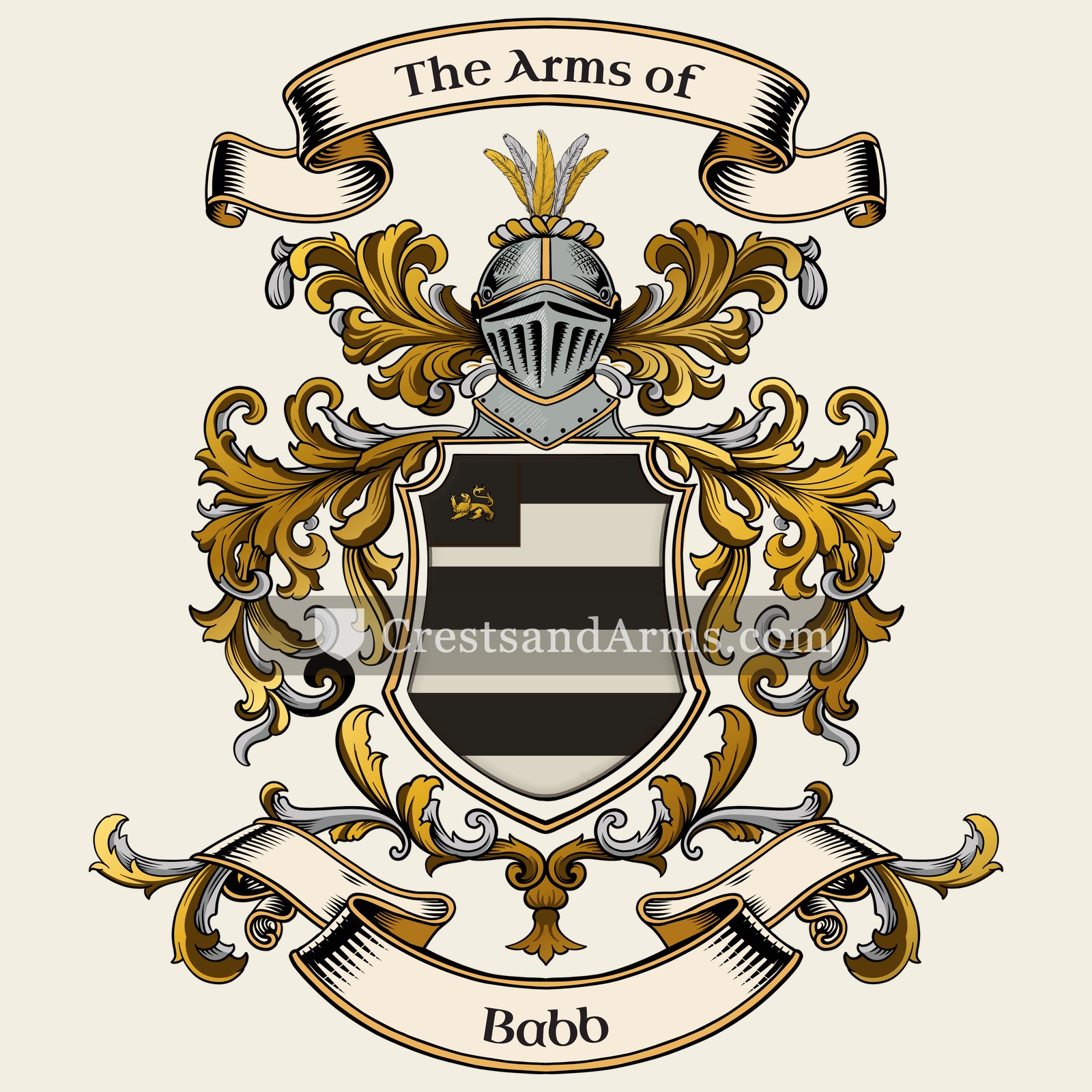 The Babb coat of arms, drawn from the recorded blazon