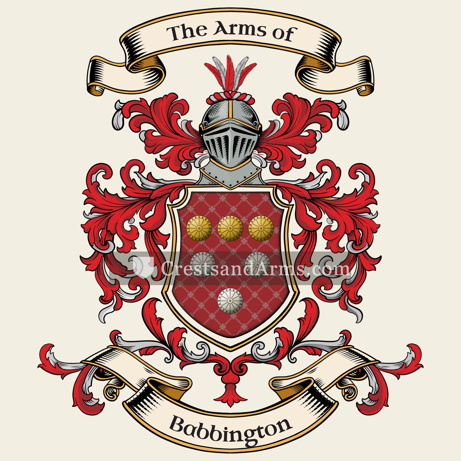 The Babbington coat of arms, drawn from the recorded blazon