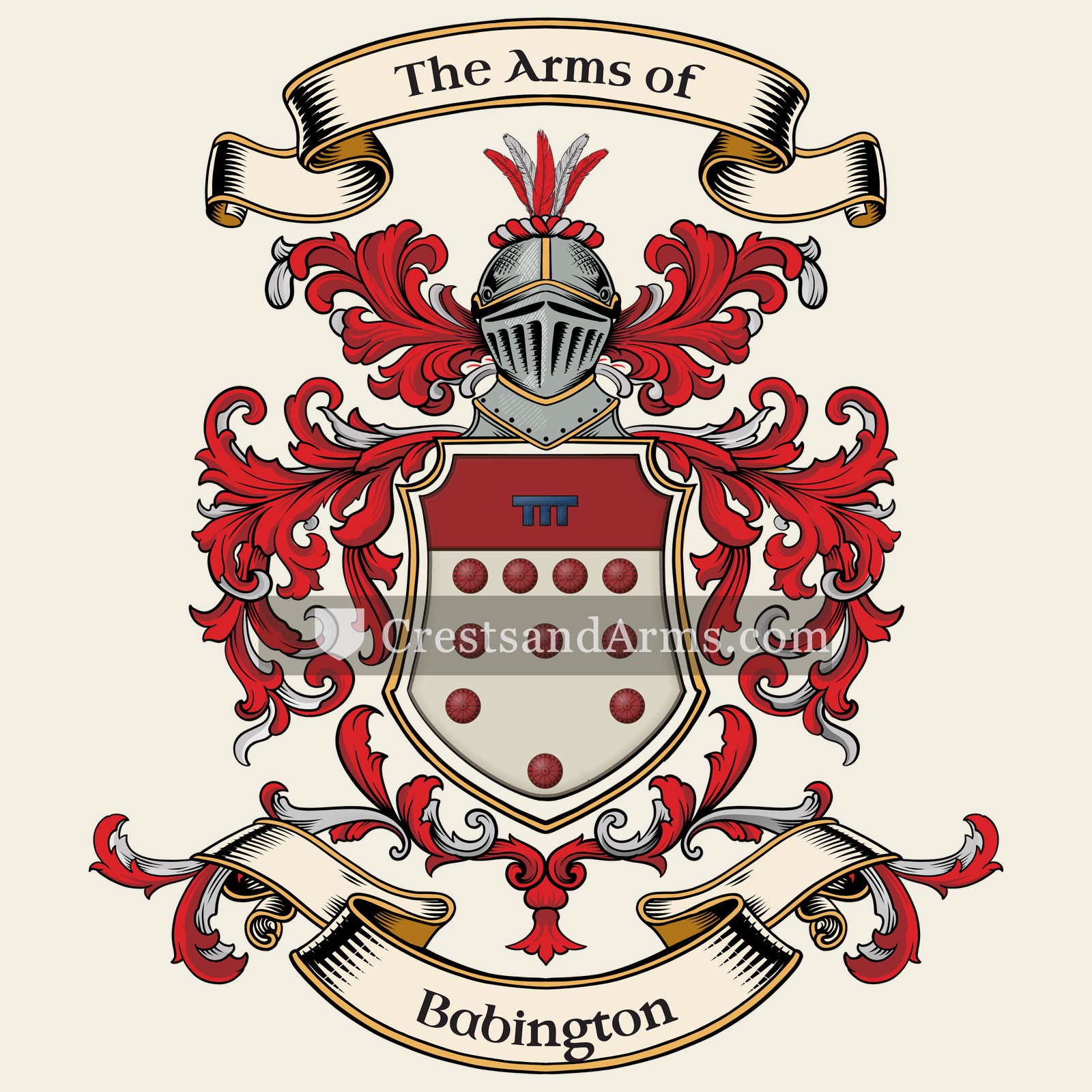 The Babington coat of arms, drawn from the recorded blazon