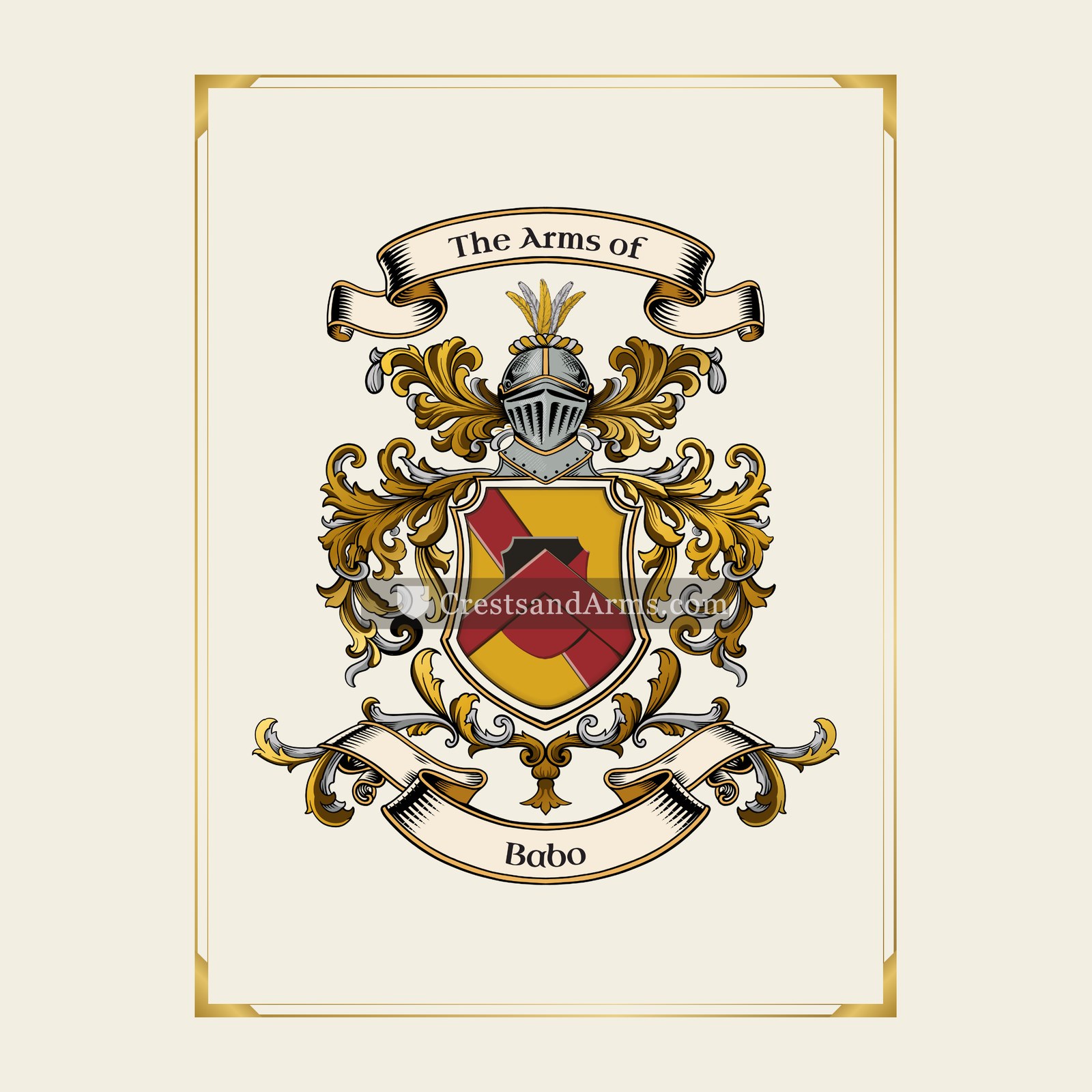 With gold border