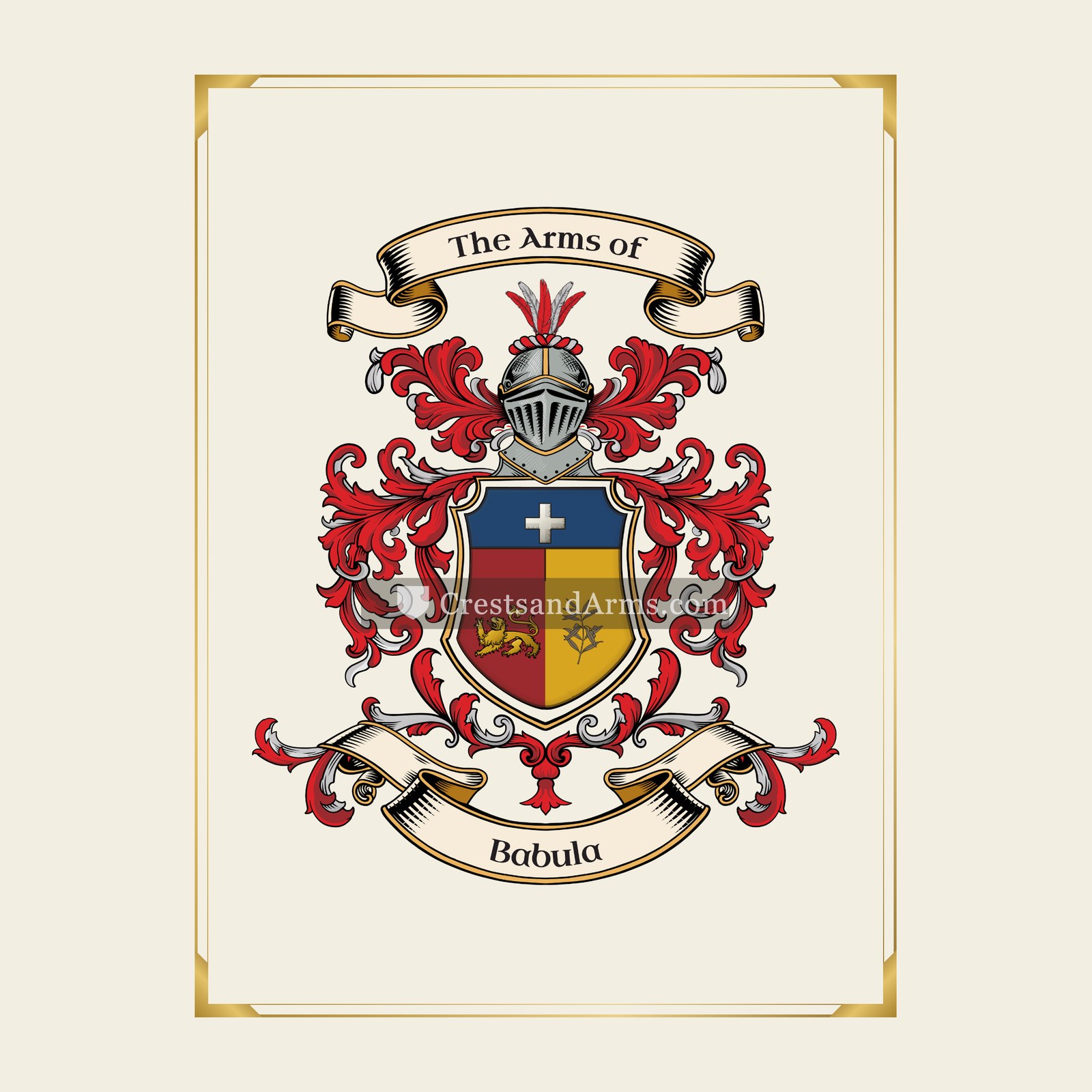 With gold border