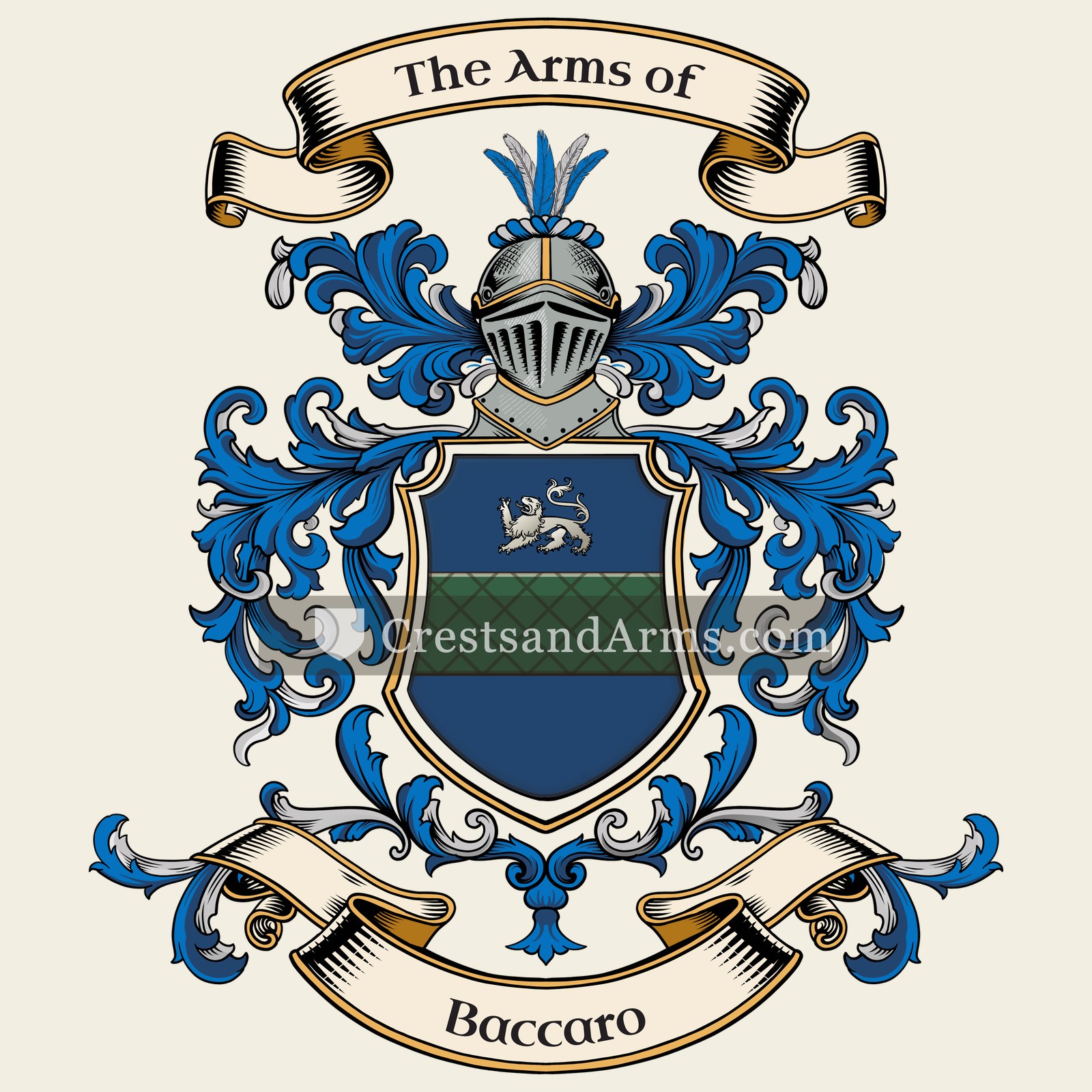 The Baccaro coat of arms, drawn from the recorded blazon