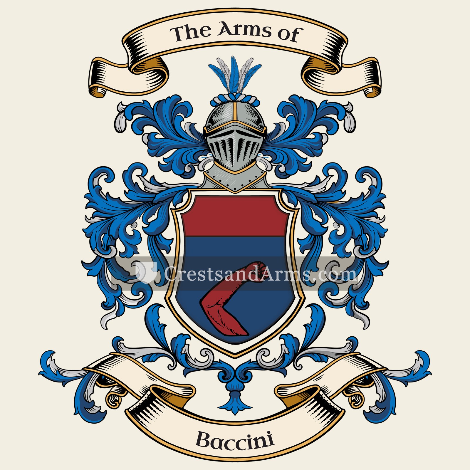 The Baccini coat of arms, drawn from the recorded blazon