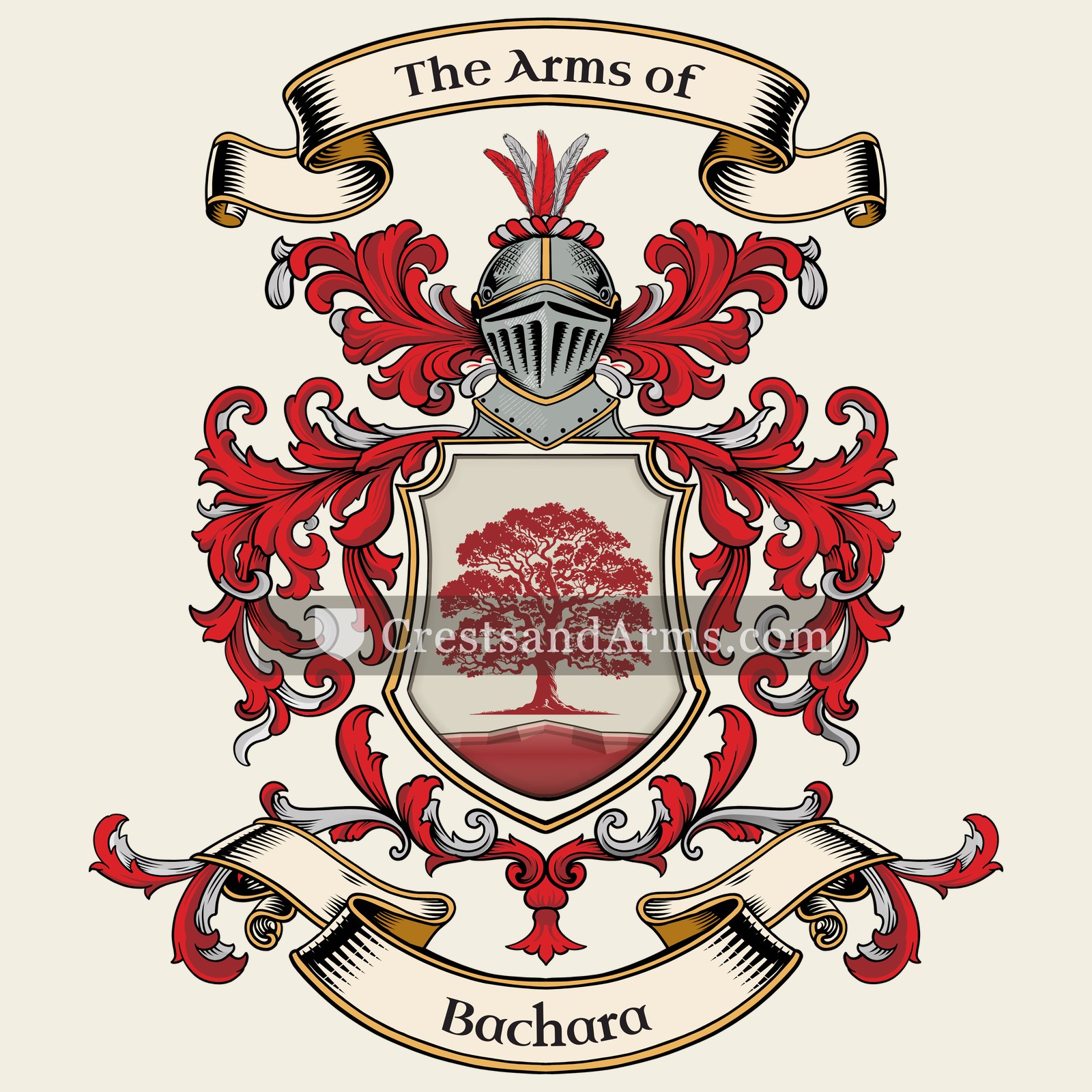 The Bachara coat of arms, drawn from the recorded blazon