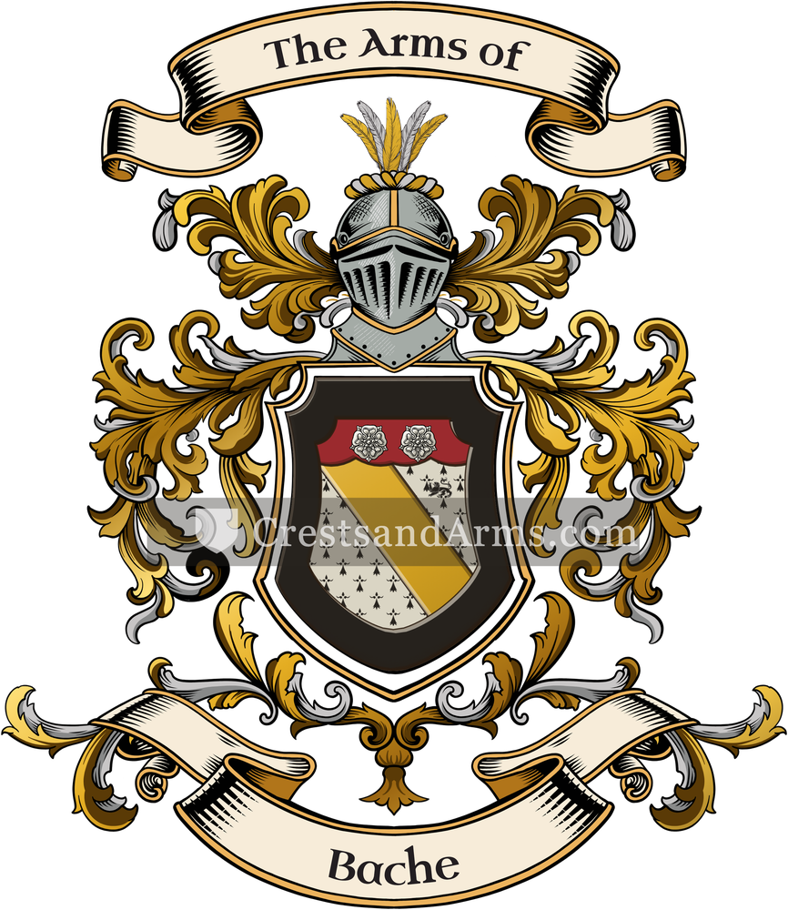 The Bache coat of arms, drawn from the recorded blazon