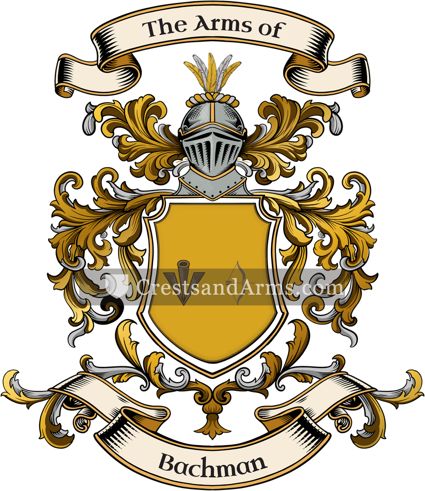 The Bachman coat of arms, drawn from the recorded blazon