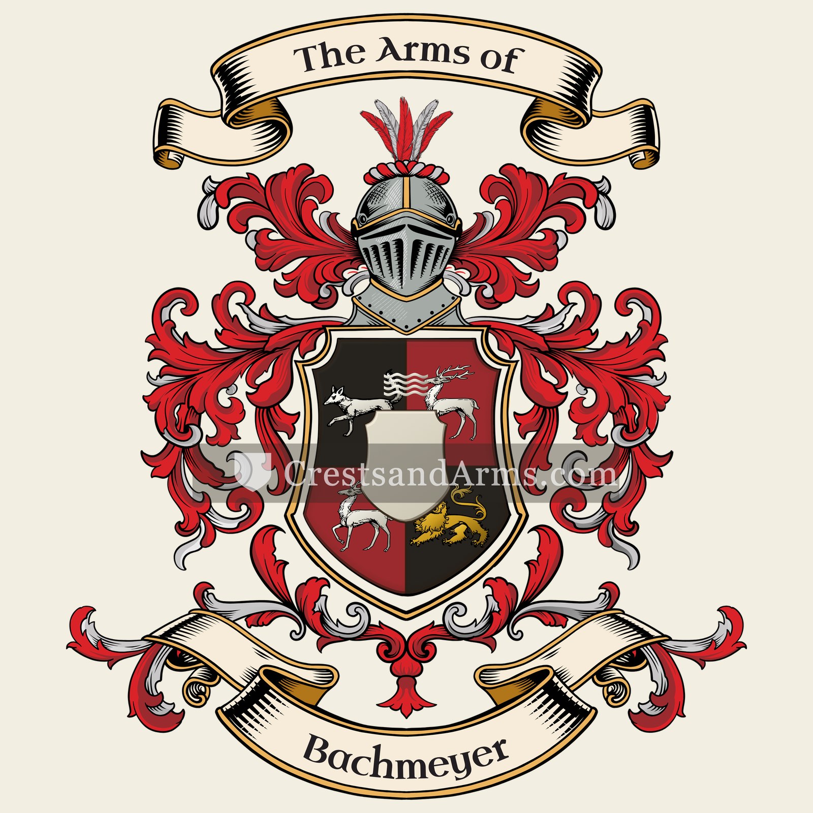 The Bachmeyer coat of arms, drawn from the recorded blazon