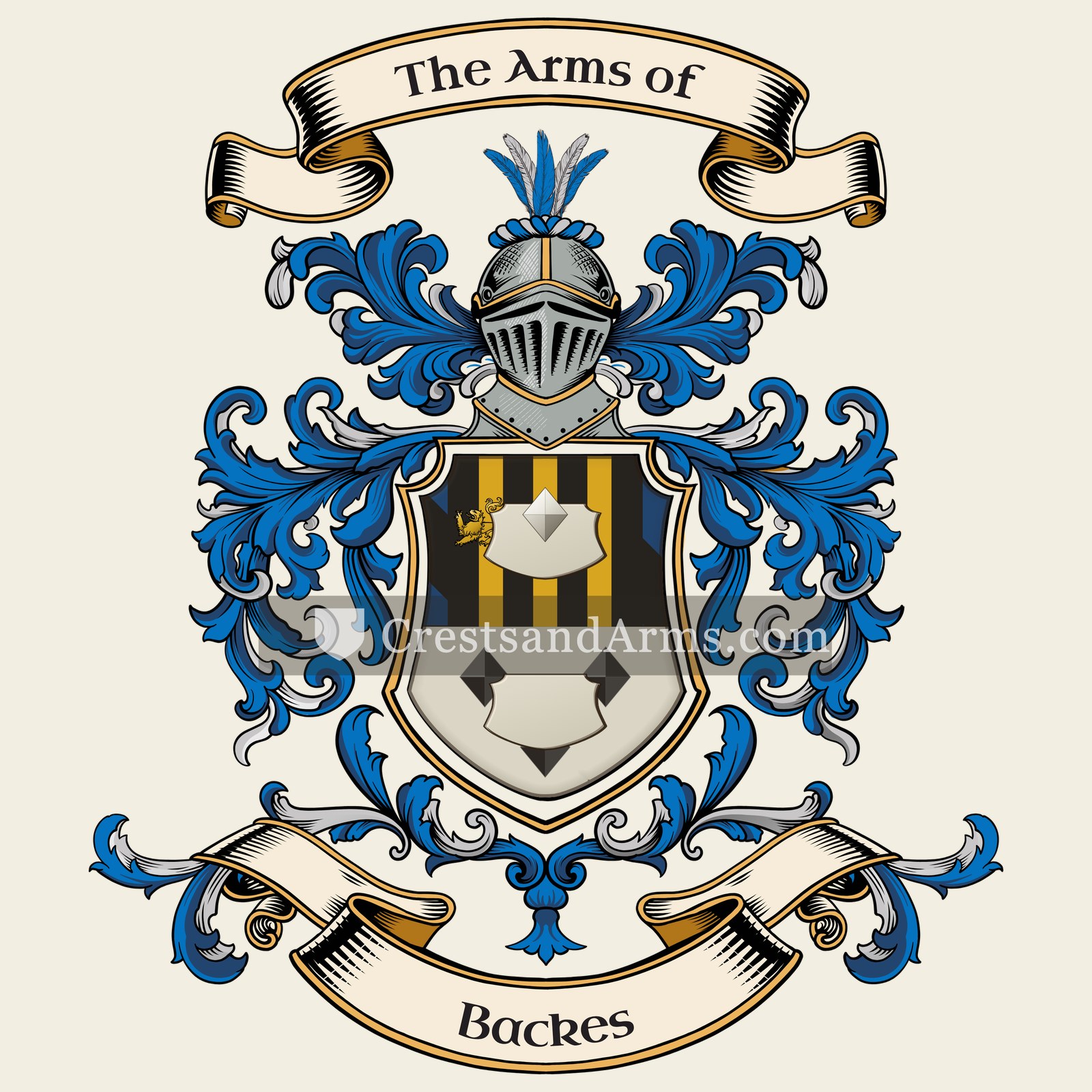 The Backes coat of arms, drawn from the recorded blazon