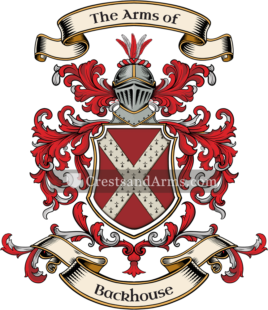 The Backhouse coat of arms, drawn from the recorded blazon