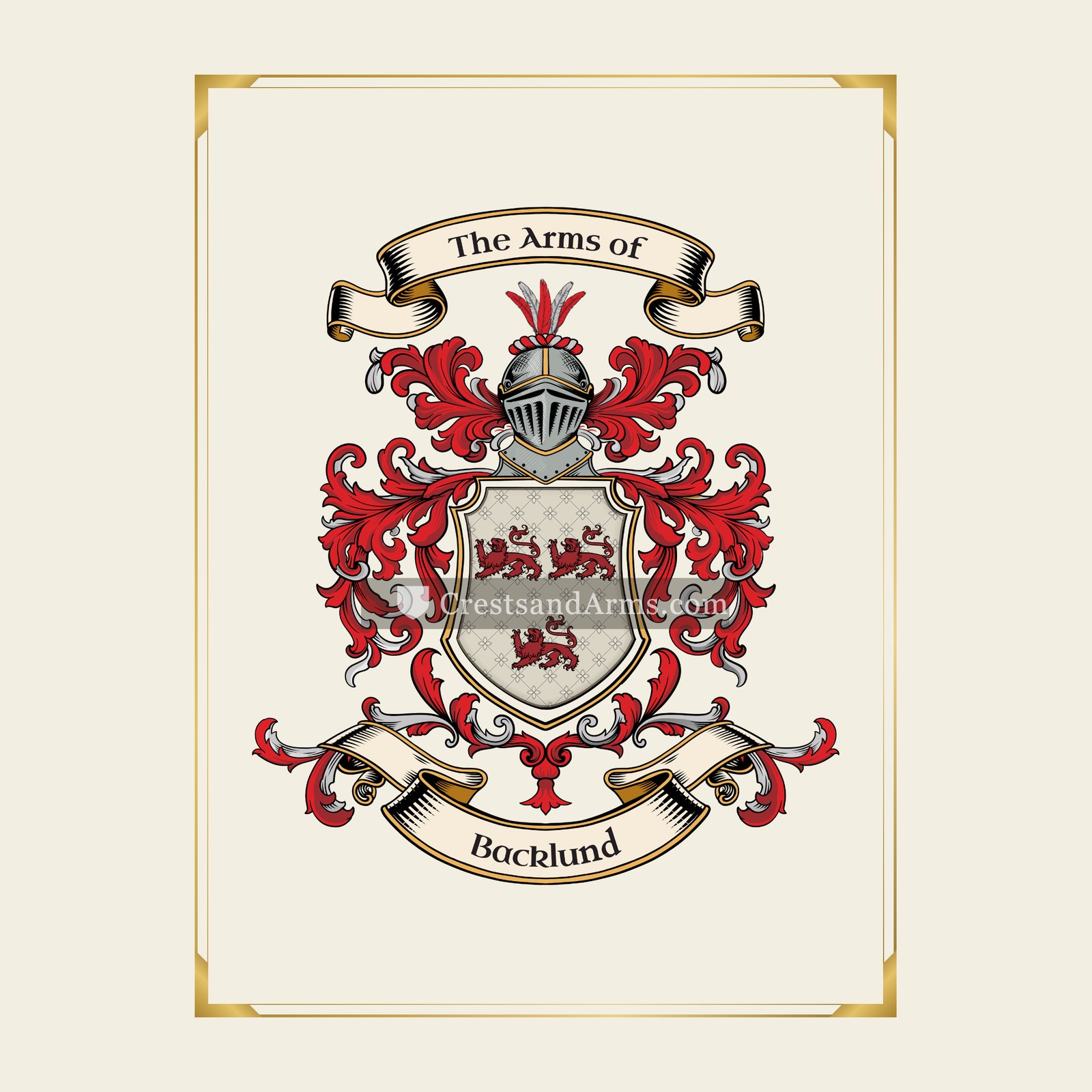 With gold border