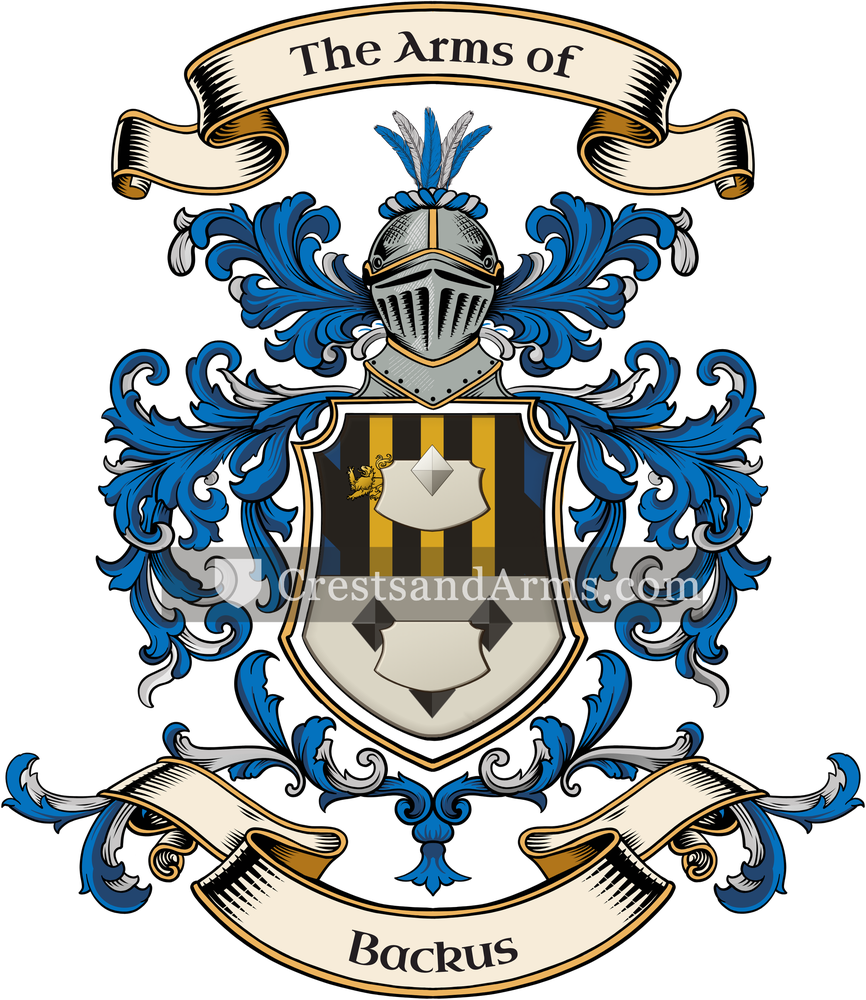 The Backus coat of arms, drawn from the recorded blazon