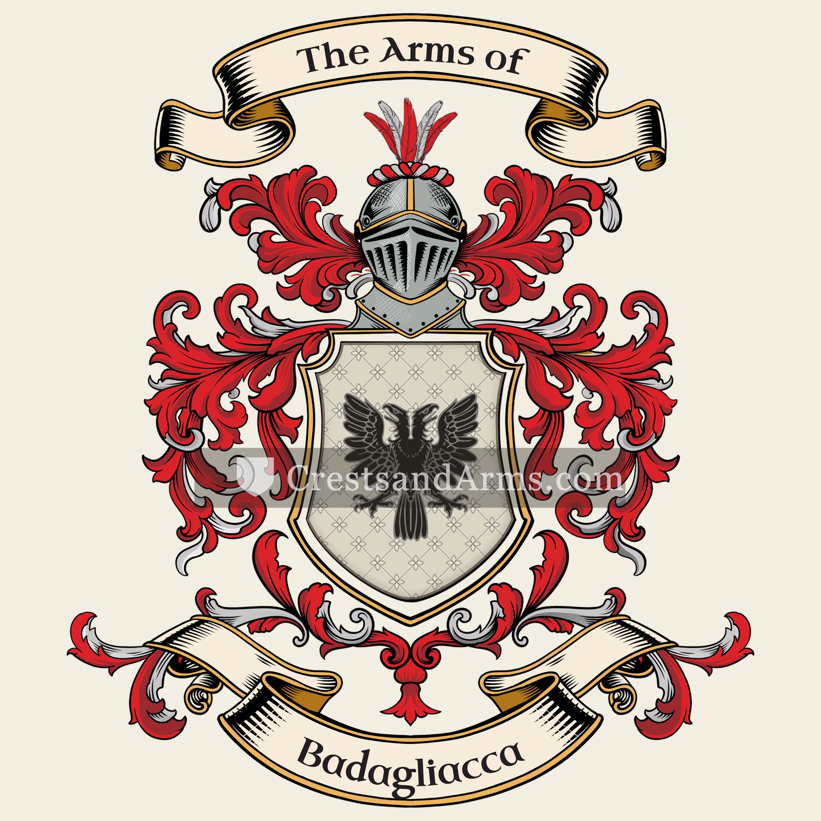 The Badagliacca coat of arms, drawn from the recorded blazon