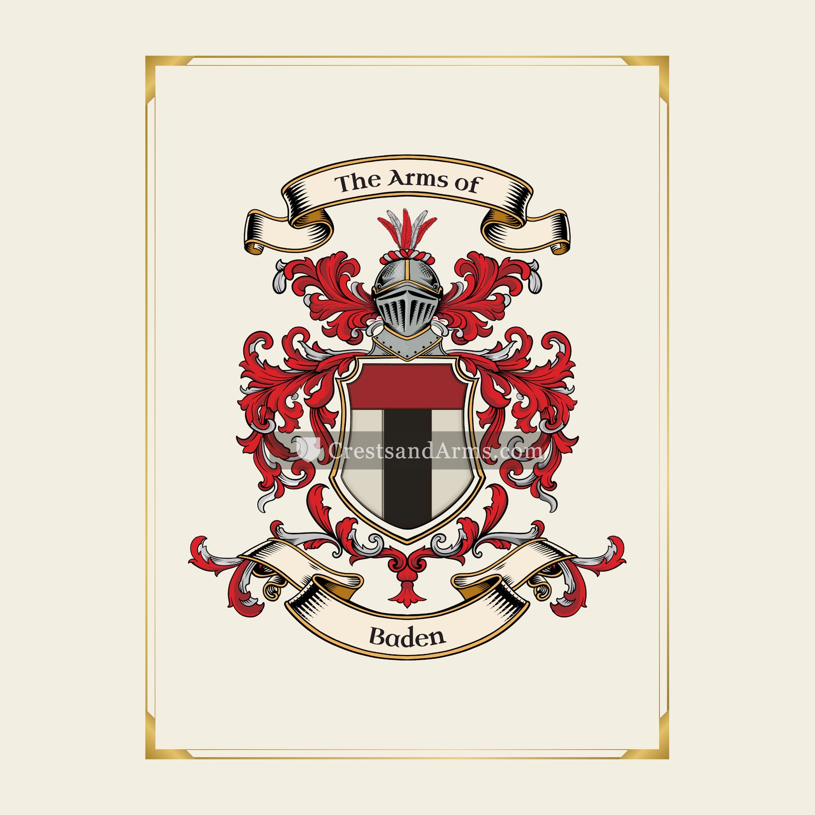 With gold border