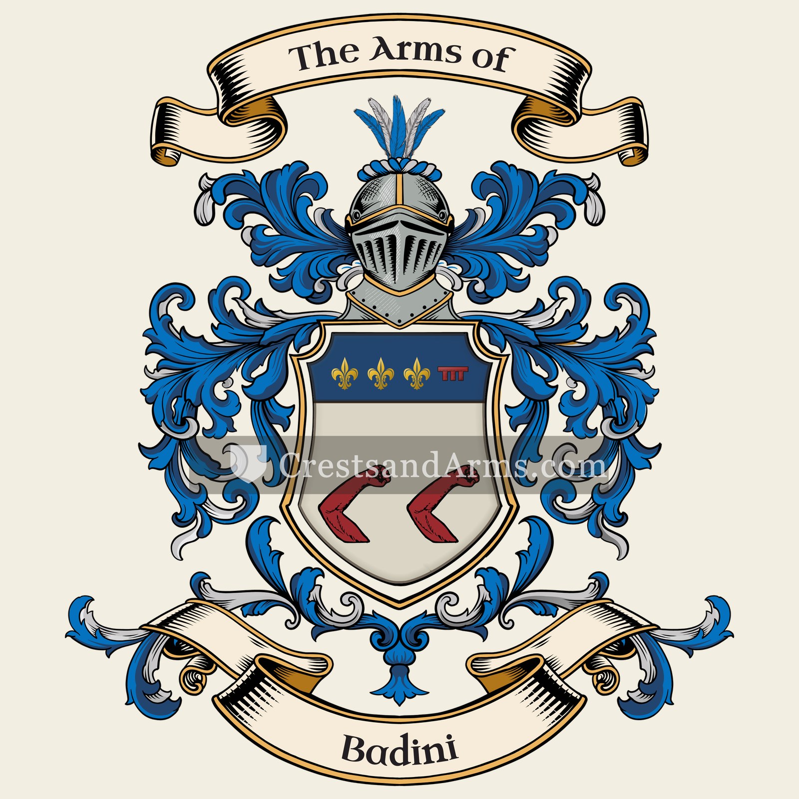 The Badini coat of arms, drawn from the recorded blazon