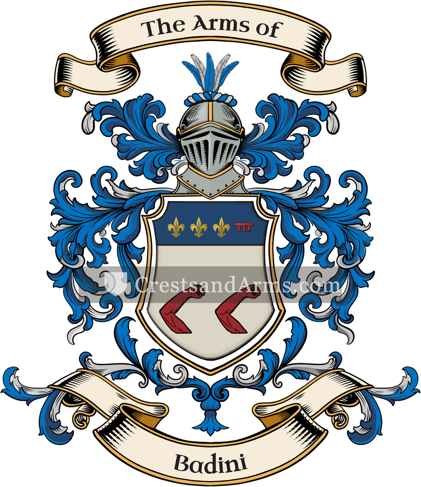 The Badini coat of arms, drawn from the recorded blazon