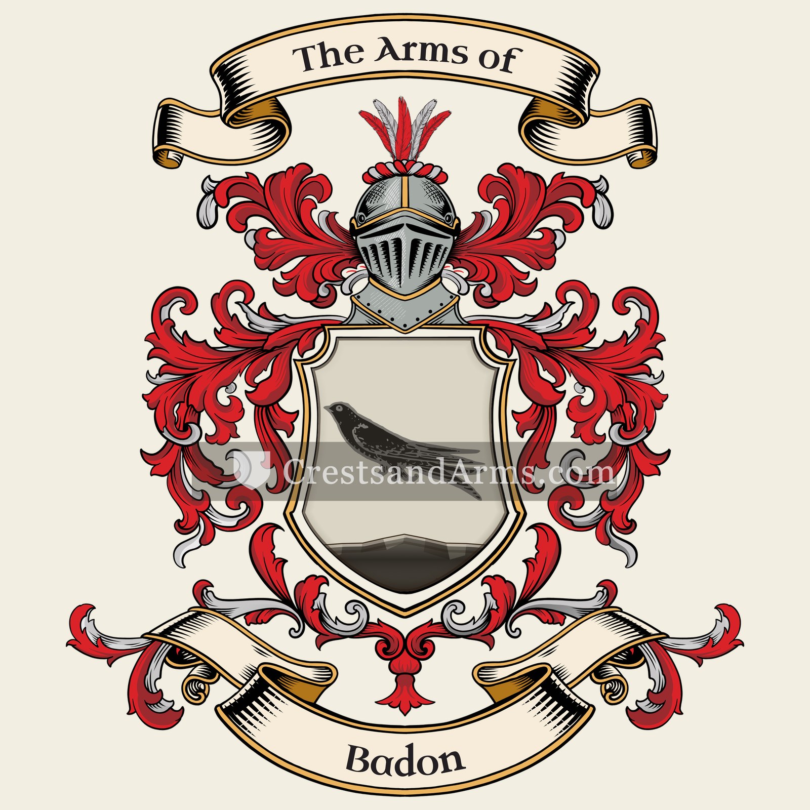 The Badon coat of arms, drawn from the recorded blazon